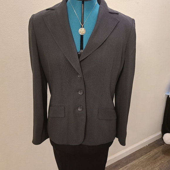 Ann Taylor Petites Business Blazer Jacket Shoulder Pads, Gray, 6P - Picture 2 of 16